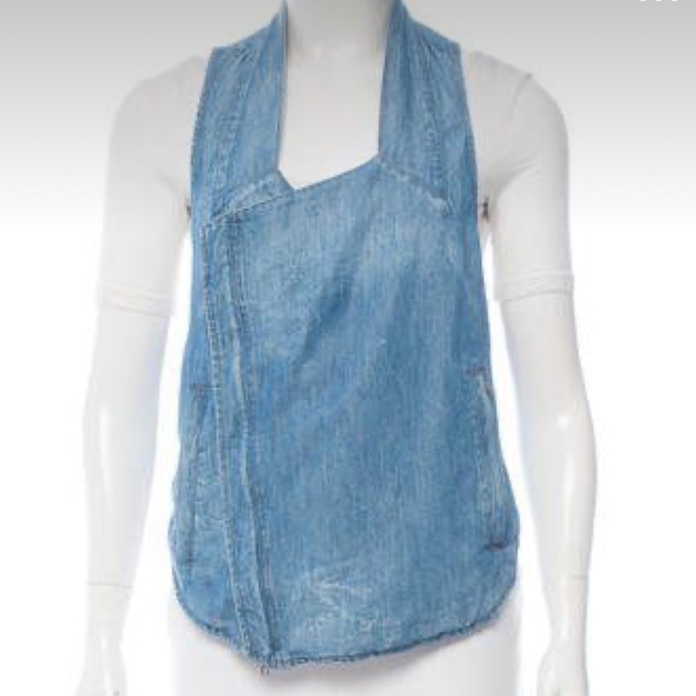 HELMUT LANG Asymmetrical Chambray Vest Size Small